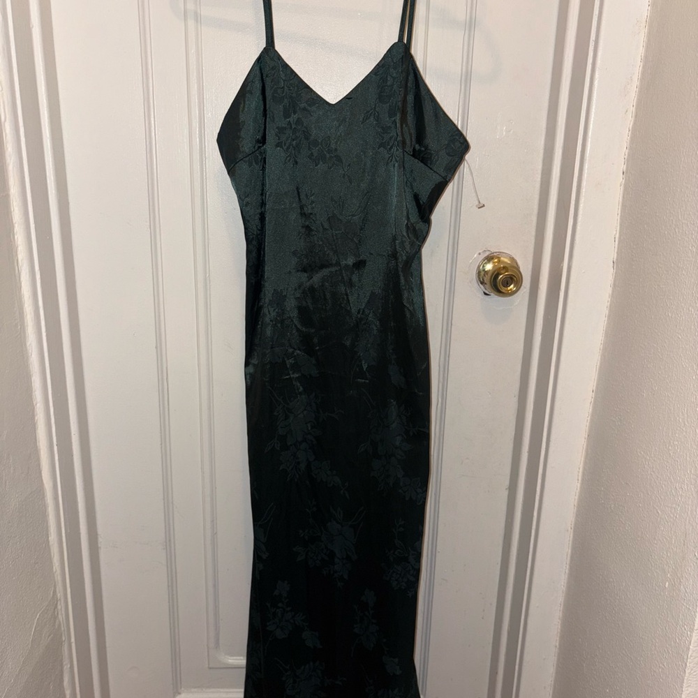 Vintage Elegant Dark Green Floral Dress
